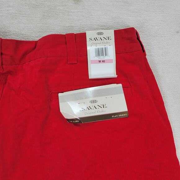 Vintage Savane Shorts Mens Sz 40 Red 100% Cotton Workwear Chino Summer Spring - Picture 11 of 14